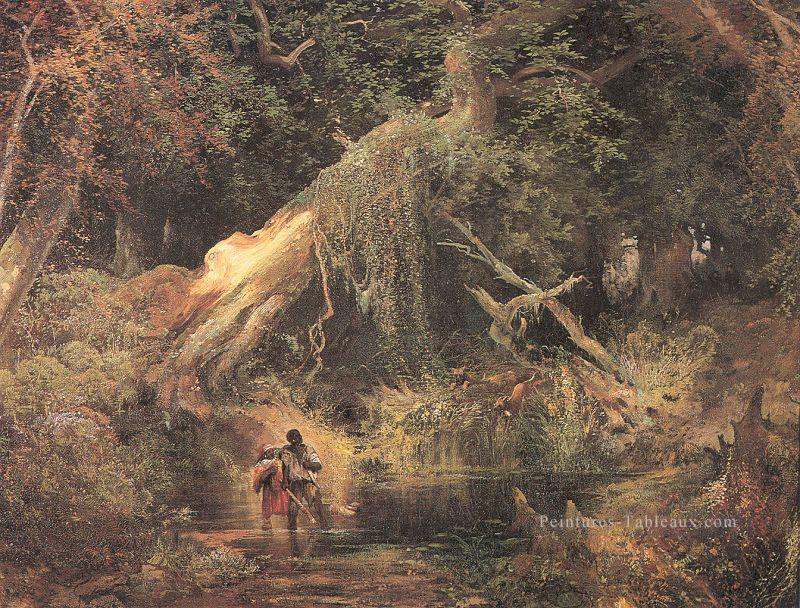 Esclaves s’échappant à travers le paysage de marais Thomas Moran Peintures à l'huile